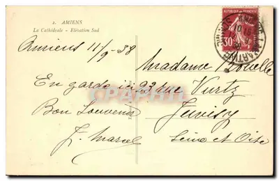 Amiens — Katedra — Widok na południe — Wydawca Amiens, n°2 — Rewers
