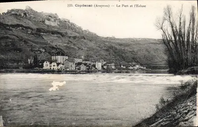 Capdenac (Aveyron) — O Porto e a Cachoeira — Foto Dejean e Vaucassie, editor. Caylus