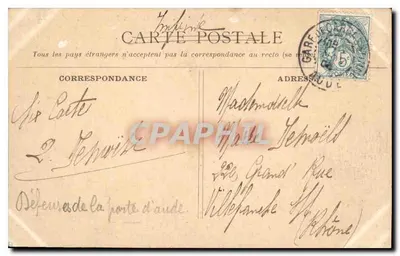 Visão dos muros e torres de Carcassonne — editor não identificado, número de série não visível — Verso
