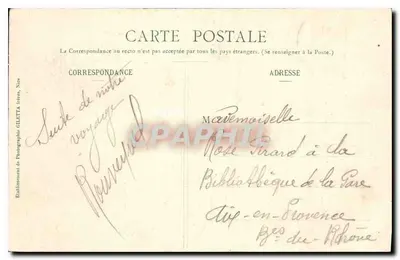 Monte-Carlo - Le Casino et Jardins — Collection Artistique, n°712 — Édition Gilletta, Nîmes — Verso