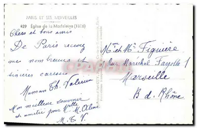 Kerk van de Madeleine — Parijs — Uitgever Guy, n° 429 — Achterkant