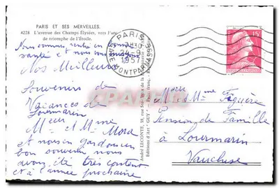 Paris e suas maravilhas — A avenue des Champs-Élysées, em direção ao Arco do Triunfo — Éditions d'Art Guy — Verso