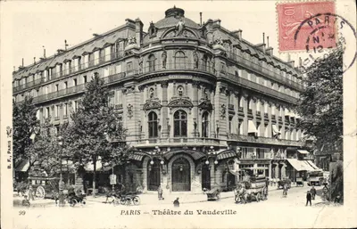 Bilhete postal antigo Paris Theatre du Vaudeville