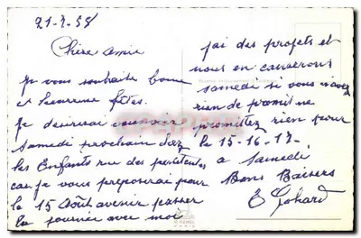 Bukiet róż i dwa kopyta konia — Szczęśliwego Dnia — R. Hamel Paris — Rewers