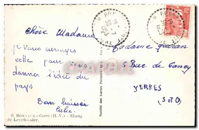 Lago de Leychollier — Bonneuil-la-Côte (Ille-et-Vilaine) — Sociedade das Cartas Postais APA — Verso