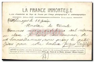 Clairière — J. Enlinouvin — Edições JOVÉ, série 'La France Immortelle' — Verso