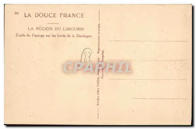 Paisagem nas margens da Dordogne — A região do Limousin — Edição d'Art YVON — Verso