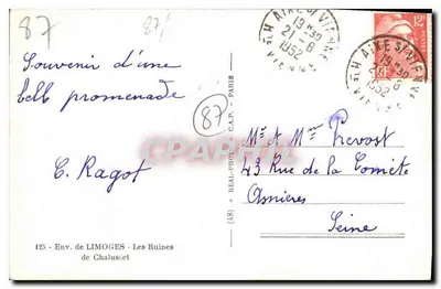 Ruiny Chaluset — Około Limoges — wydawca C.A.P. nr 425 — Rewers