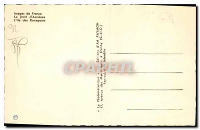 Asnières — Widok mostu i kanału — Wydawnictwo Raymond Art — Rewers