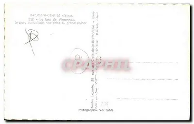Paryż-Vincennes (Seine) — Zamek zoologiczny, widok z dużego skałki — André Leconte, ulica Croix-de-la-Bretonnerie — Rewers