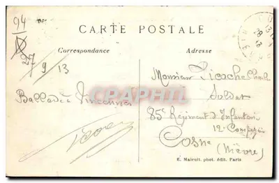 Vincennes — Widok panoramiczny na dzielnice artylerii — E. M. — Rewers