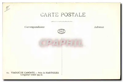 Viaduto de Caronte — Perto de Martigues — Editor Baumann & Cie, n°10 — Verso