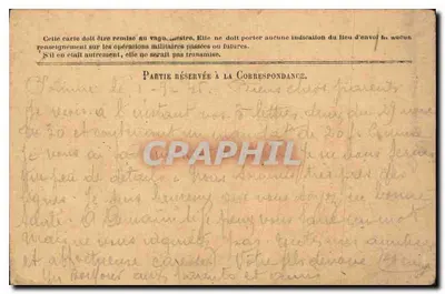 Correspondência das Forças da República — Carta em franquia — Tresoret, 2 de setembro de 1914 — Verso