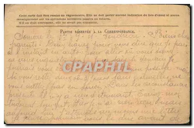 Correspondência militar — Carta postal de tropas em operações — Editor: Carta em franquia das Forças Armadas da República — Verso