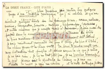 Monte-Carlo — Widok portu i dzielnicy — wydawca Yvory, n° 1/101 — Rewers