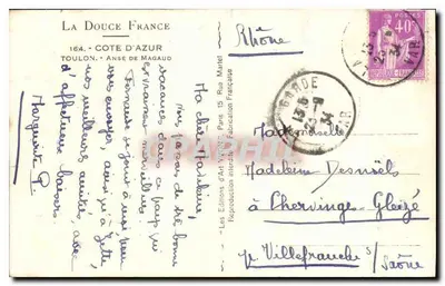 Anse de Magaud — Côte d'Azur — Edições d'Art Yvon — Verso