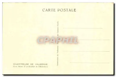 Porta Henri II e escada da Hostellerie — Chartreuse de Valbonne (Gard) — Verso