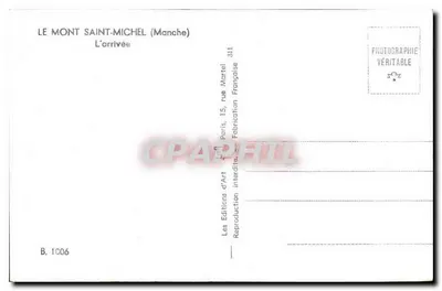 Mont Saint-Michel — Przyjazd — Wydawnictwo Art Martel, Paryż — Rewers