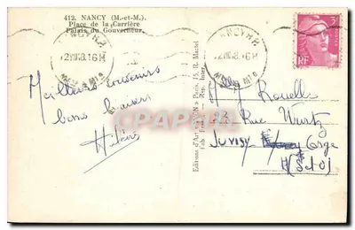 Pałac Gubernatora — Plac Carrière — Wydawnictwo Sztuki Nancy — Rewers