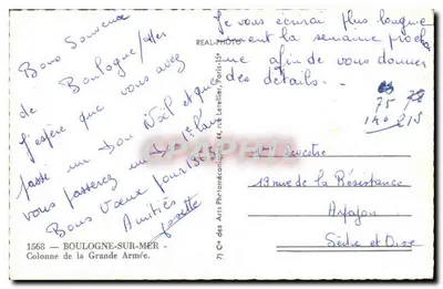 Coluna da Grande Armada — Boulogne-sur-Mer — Cie des Arts Photographiques — Verso