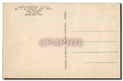 Azay-le-Rideau — Château (xvre siècle) — Côté Nord-Est — Comptoir du Fumeur, Tours — Verso