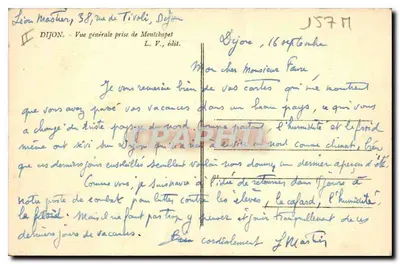 Dijon — Vista geral tirada de Montchapet — L. V., editor — Verso
