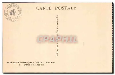 Wejście do Abbatii Senanque — Gordes (Vaucluse) — wydawca Abbatia Senanque — Rewers