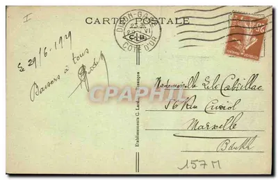 Dijon — Monumento São Bernardo — Editor C. Ladic, n° 3553 — Verso