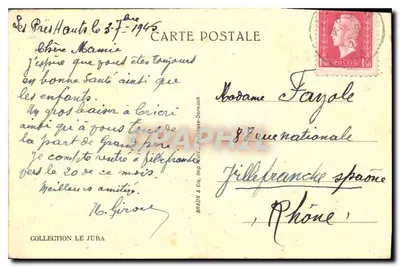 Les Planches-en-Montagne — Grande Cascata do Moulin — editor BRAUN & Cie, n° 4198 — Verso