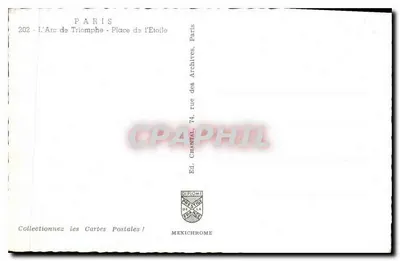 Arc de Triomphe — Place de l'Étoile — Éd. Chantal, Paris — Verso