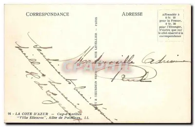 Avenida de Palmeiras — Cap-d'Antibes — Villa Eilenroc — Editor LL — Verso