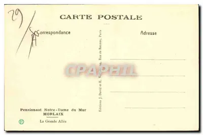 La Grande Allée — Szkoła Panny Maryi Mur — Wydawnictwo J. David i E. Vallot, Paryż — Rewers