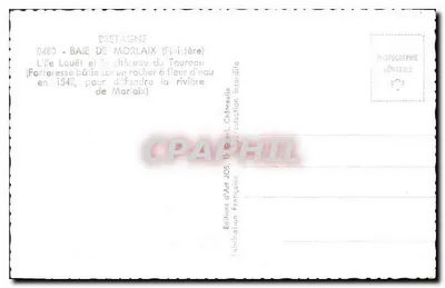 Bahía de Morlaix — Isla Louët y castillo del Taureau — Ediciones de Arte JOS, Châteauvin — Reverso