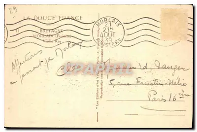 Rue Vieille en Morlaix — Bretaña — Les Éditions d'Art Yvonne, París — Reverso