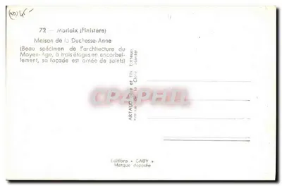 Casa da Duquesa-Anne — Morlaix (Finistère) — Éditions Caby — Verso