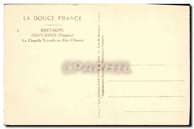La Chapelle Tremalo no Bois d'Amour — Pont-Aven (Finistère) — Editor Yvon, n°5 — Verso