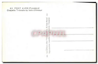 Capela Trémalo no bosque de Amour — Pont-Aven (Finistère) — Edições d'Art 'YVON' Paris — Verso