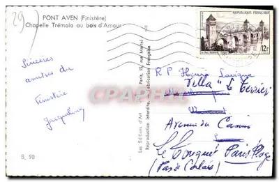 Capela Trémalo no bosque de Amour — Pont-Aven (Finistère) — J. Fron — Verso