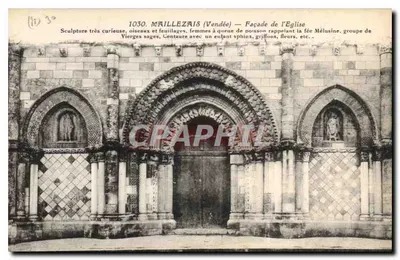 Maillezais (Vendée) — Facha da Igreja — Fototipo Jerly-Puchin, Mortagne
