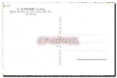 Le Bouperé (Vendée) — Igreja fortificada do século XIII, O Portal — E. C. Paris — Verso