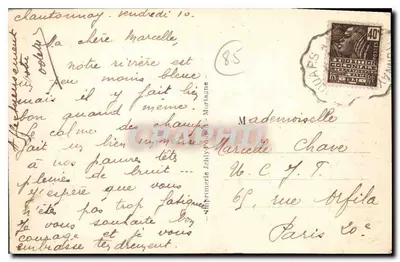 Chantonnay — Paisagem de Touchegray — editor desconhecido, n° 20 — Verso