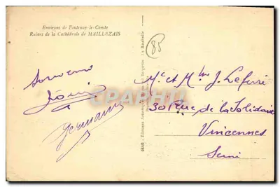 Ruiny katedry w Maillezais — okolice Fontenay-le-Comte — Wydawnictwo Artistic 8440 — Rewers