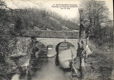 Mouchamps (Vendée) — Paisagem sobre o ponte de Boissière sobre o Lay — Impressora Jehly-Kopin, Mortagne