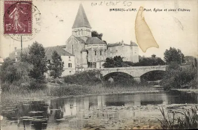 Mareuil-s/Lay — Ponte, Igreja e Velho Castelo — Lib. Guillon, Mareuil