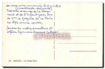 A Virgem Negra — estátua coroada — obras de Armand Calliat — Verso