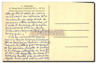 A Virgem Negra — catedral do século XII — M. H. — Coleção do Syndicat d'Initiative (Essi) Bourbonnais — Verso