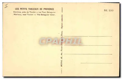 Nahe Toulon — La Tour Balaguier — Verlag MONA, Serie SE. 230 — Rückseite