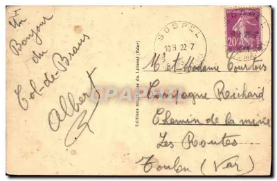 Col de Braus (A.M.) — Los Serpentines — Ediciones artísticas del Litoral (Edar) — Reverso