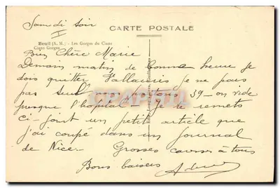 As Gorges do Cians — Beull (A.M.) — Editor Longères Guillages — Verso
