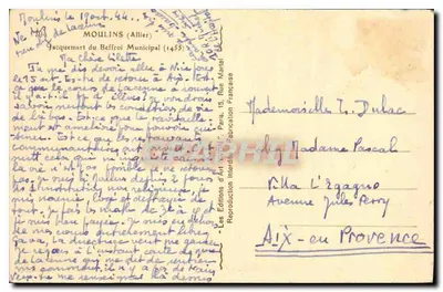 Moulin — Ratuszowy zegar miejski (1435) — Wydawnictwo Sztuki Marlet — Rewers